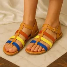 Sandália Gladiadora com Tiras Coloridas e Pink costuradas cores da moda verão do 34 ao 43 "Tamanho especial grande"