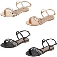 Sandália feminina com Brilho em strass com fivela nas cores Dourada, Cobre, Verniz Preto grande tamanho especial 34 ~42