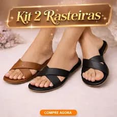 kit de Rasteiras Femininas 2 Rasteirinhas com Tiras em X Cruzadas Confortável Elegante para Dia a Dia