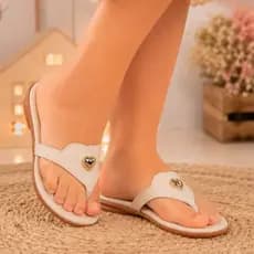 Sandália Infantil Feminina Chinelo de Dedo Coração Dourado Confortável Casual Menina Rasteirinha Dia
