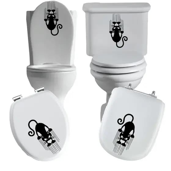 ADESIVO GATO 7 VASO SANITÁRIO PRIVADA CAIXA ACOPLADA DESCARGA AZULEJO BOX VIDRO SUPERFICIE LIZA DECORATIVO PERSONALIZADO