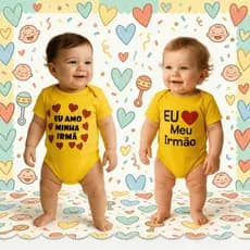 Body Frases Irmãos Bebê Amarelo | Roupa Família, Ensaio, Presente Especial
