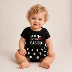 body bebê pretinho básico com saia + laço, roupa fantasia infantil menina temático Saída Maternidade