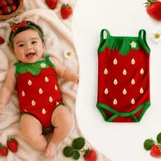 body bebê menina temático morango, roupa infantil mesversário para recém nascidos de 0 a 12 meses