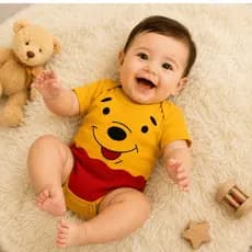 Bodie tematico urso poh para bebe, roupa temática unissex menino e menina mesversário