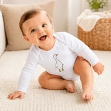 Bodie temático ganso manga longa para bebê - Roupa infantil RN 0 a 12 meses mesversário