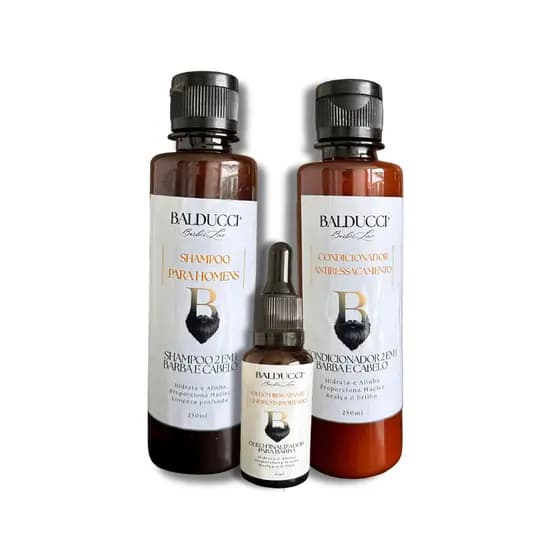 Kit Barba Masculina Shampoo Condicionador e Óleo – Hidratação e Cheiro Importado