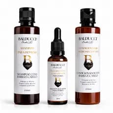 Kit Para Barba Com Shampoo Condicionador Balm  E Óleo Para Cabelo E Barba