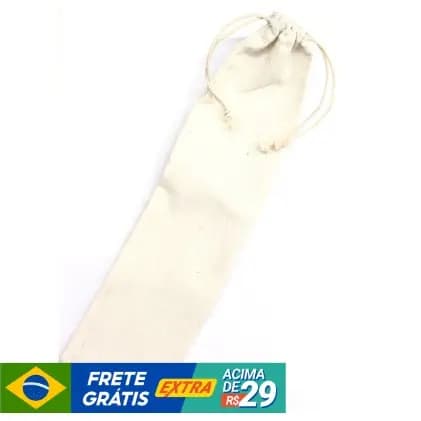 Saco de Algodão Cru Liso Ecológico Sustantável Para Armazenar Canudo Talheres Escova