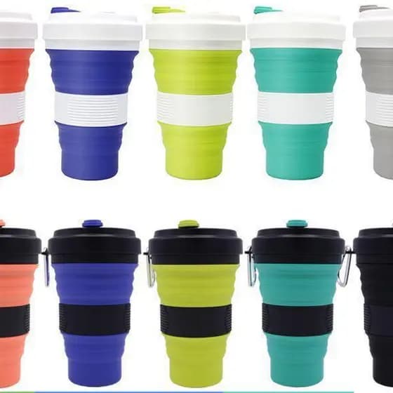 Copo Retrátil De Silicone Sustentável Ecológico Dobrável 550ml Portátil