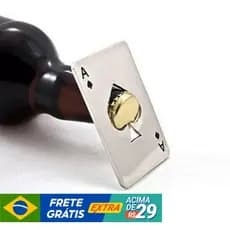 Abridor de garrafa formato carta de baralho de aço inox