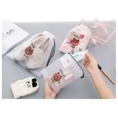 Kit 5 Sacos Reutilizáveis Para Guardar Peças de Viagem Presente Urso/ Cereja/ Renda Multifuncional
