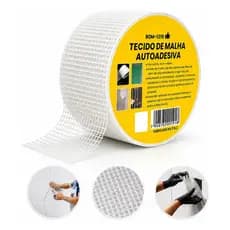 Fita Adesiva Telada Para Drywall Gesso Parede 5cm X 50m Fibra De Vidro Reparos E Acabamento