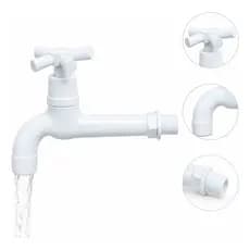 Torneira para Tanque Longa PVC com Volante Cruzeta Fácil Acionamento