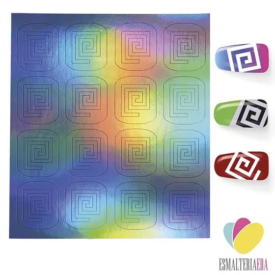Stencil para Unhas Espiral Quadricular Molde Airbrush Adeviso Estencil