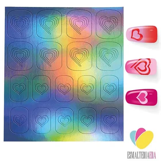 Stencil para Unhas Coração Espiral e Duplo Molde Airbrush Adeviso Estencil