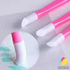 Espátula para unha multiuso com ponta de silicone para empurrar cutículas, aplicar películas e glitter