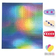 Stencil para Unhas  Corações Linear Molde Airbrush Adeviso Estencil