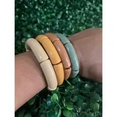 kit 4 peças pulseira bracelete acrílico redondo tendência da moda