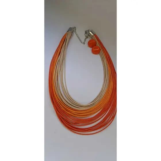 Kit Maxi Colar Fios Encerados  Degrade + Brinco Botão