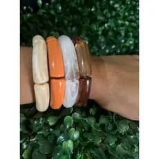 kit 4 peças pulseira bracelete acrílico redondo tendência da moda