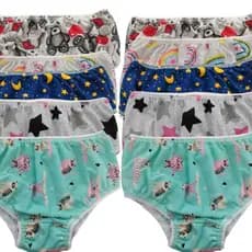 Kit Com 10 Peças Calcinhas Infantil Bebê E Crianças Algodão Malha Estampada E Colorida Bebê Desfralde Kids