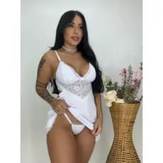 Camisola Com Calcinha Perla Sensual Abertura Rendada