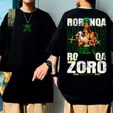 Camiseta Camisa Oversized Anime Estampada One Piece Roronoa Zoro Pirata Unissex 100% Algodão