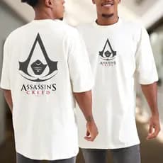 Camiseta Camisa Oversized Streetwear Estampada Larga 100% Algodão Causal Serie Assassins Creed