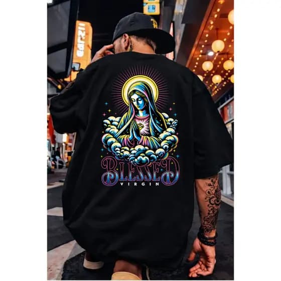 Camiseta Streetwear Oversized 100% Algodão Estampada Cristã Religiosa Camisa Unissex Blusa Larga