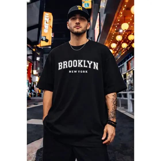 Camiseta Masculino Oversized Streetwear Estampada Camisa Blusa Casual Unissex Brooklyn New York