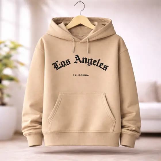 Blusa De Frio Moletom Canguru Estilo Streetwear Unissex Algodão Casual Estampado Los Angeles Premium
