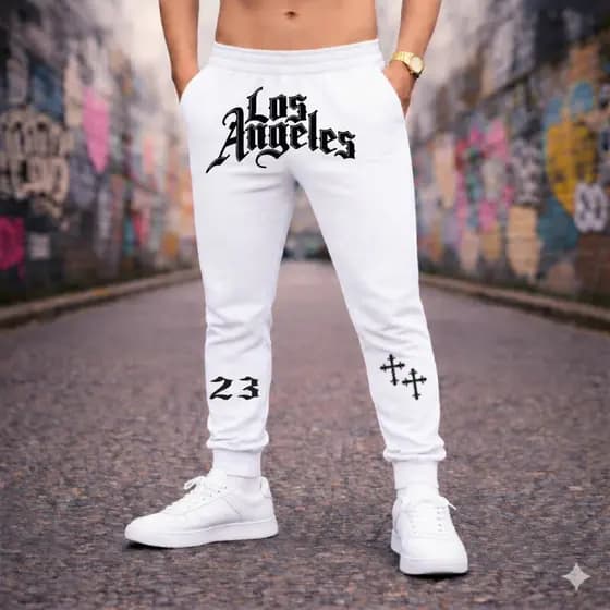 Calça Frio Moletom Masculina Estiloso Streetwear Algodão Premium Los Angeles Treino Academia Casual