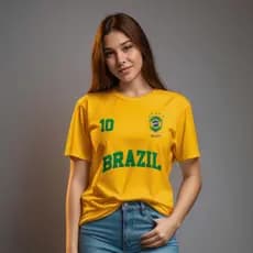 Camiseta Camisa 100% Algodão Blusa Feminina Brasil Hexa T-shirt Verão Feminina Casual Confortável