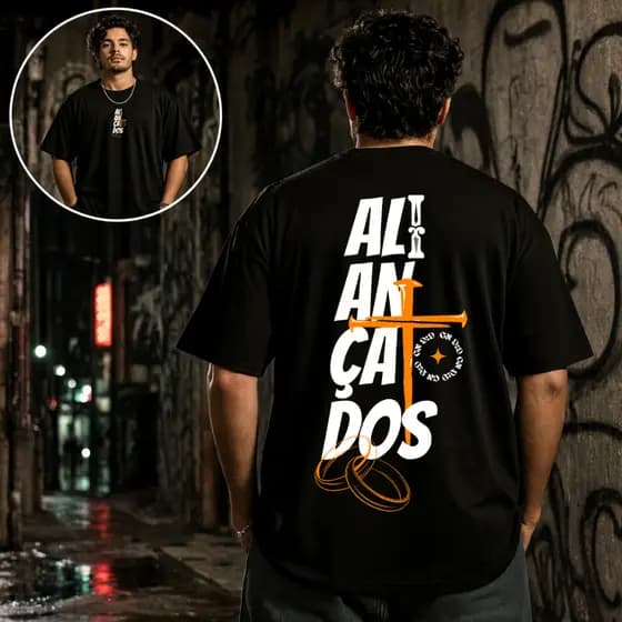 Camiseta Blusa Camisa Oversized Streetwear Unissex Cristã Gospel Religiosa Premium 100% Algodão Aliançados Casal Leve