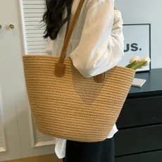 Bolsa de palha de grande capacidade para férias casuais praia portátil nova moda bolsa de ombro tecida
