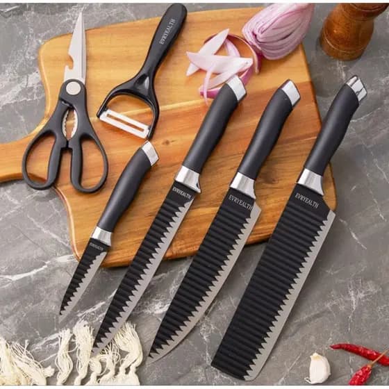 Conjunto de Facas de Cozinha 6 Peças Inox Antiaderente