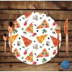 Jogo Capas Para Sousplat Em Tecido - Pizza Pedaços 6 peças