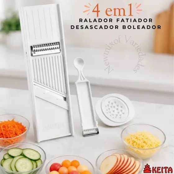 Cortador Fatiador Ralador 4 em 1 Multiuso Keita  Para Legumes, Frutas, Batata, Cenoura e Queijo- NEW