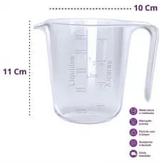 Jarra Medidora 500ml Injetemp Copo Graduado Medidor De Líquidos Secos Plástico Resistente  Alça Cozinha Confeitaria Bolo
