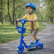 Patinete Infantil Menina Menino 3 Rodas com Cestinha Rosa Azul Lançamento Musical e Luzes