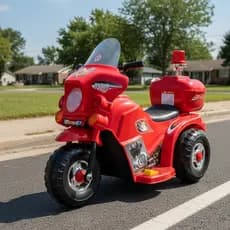 Moto Motinha Elétrica Infantil Com Som, Luz, Sirene e Retrovisor de Polícia e Baú Brinq Kids