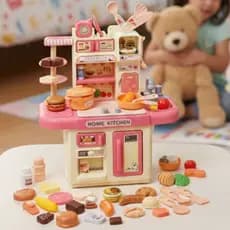 Cozinha Infantil De Brinquedo Mini Chef Com Luz Sai Água De verdade Fogão 33 Acessórios