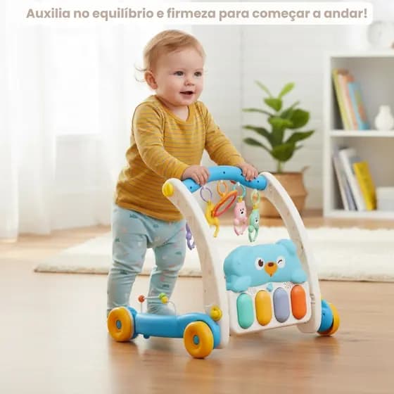 Tapete Atividades Infantil 2 Em 1 Andador Musical Interativo Para Crianças
