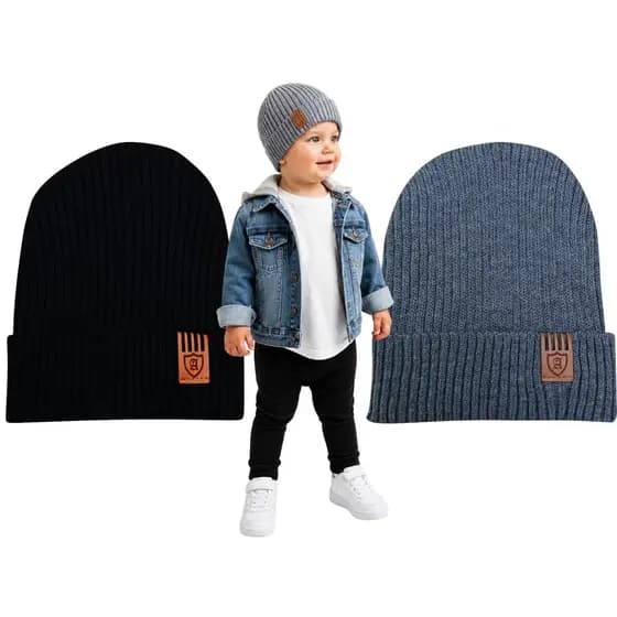 2 Touca Frio estilo Infantil Bebê Gorro Boina Menino