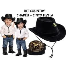 KIT COUNTRY ( CHAPÉU + CINTO )MENINO BEBÊ RODEIO FESTA JUNINA SÃO JOÃO