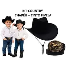 KIT CHAPÉU INFANTIL  COUNTRY RODEIO + CINTO FIVELA  BEBÊ COWBOY FESTA JUNINA