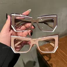 Novo Espelho Olho De Gato Plano Polígono Feminino Moda Retro Colorido Óculos Anti Luz Azul Para Mulheres Homens Quadro D
