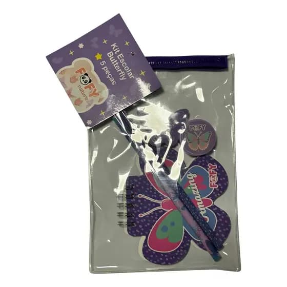 Kit Escolar Butterfly Fofy 5 Peças