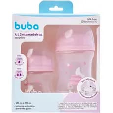 Kit 2 Mamadeiras Easy Flow Anticólica Buba Bebê